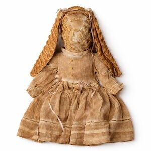 Vintage Handmade Primitive Rag Doll Bunny Rabbit | Folk Art | Cottagecore Decor